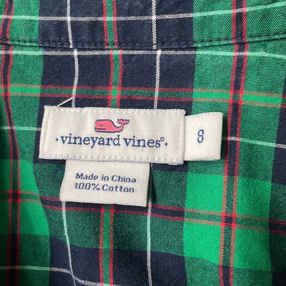 🌹 Vineyard Vines | green plaid cotton button down shirt size 8 - Picture 2 of 9